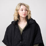 Quilted Puffer Poncho for Women in Black 