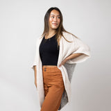 Elan Contrast Cardigan for Women in Off White