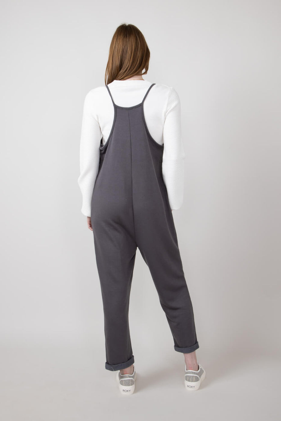 French Terry Onesie Jumpsuit for Women in Charcoal | NJU60281I-CHARCOA –  Glik's