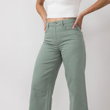 Hidden Nori High Rise Wide Leg Cropped Jeans for Women in Green