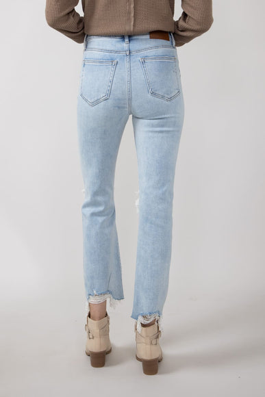 Hidden Happi Distressed Knee Crop Flare Jeans for Women