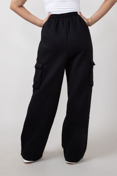 Drawstring Cargo Sweatpants for Women in Black