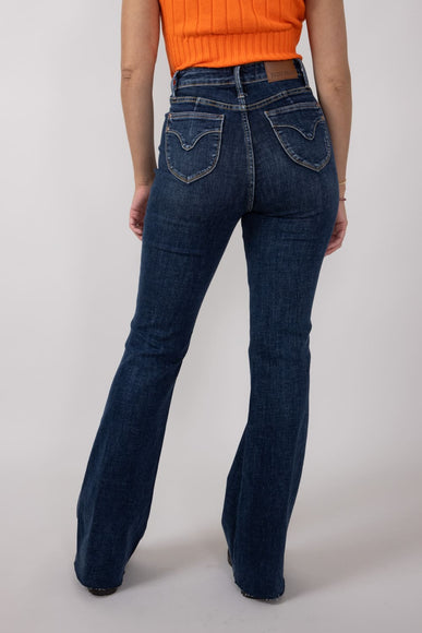 Judy Blue High Rise Contrast Dark Wash Flare Jeans for Women