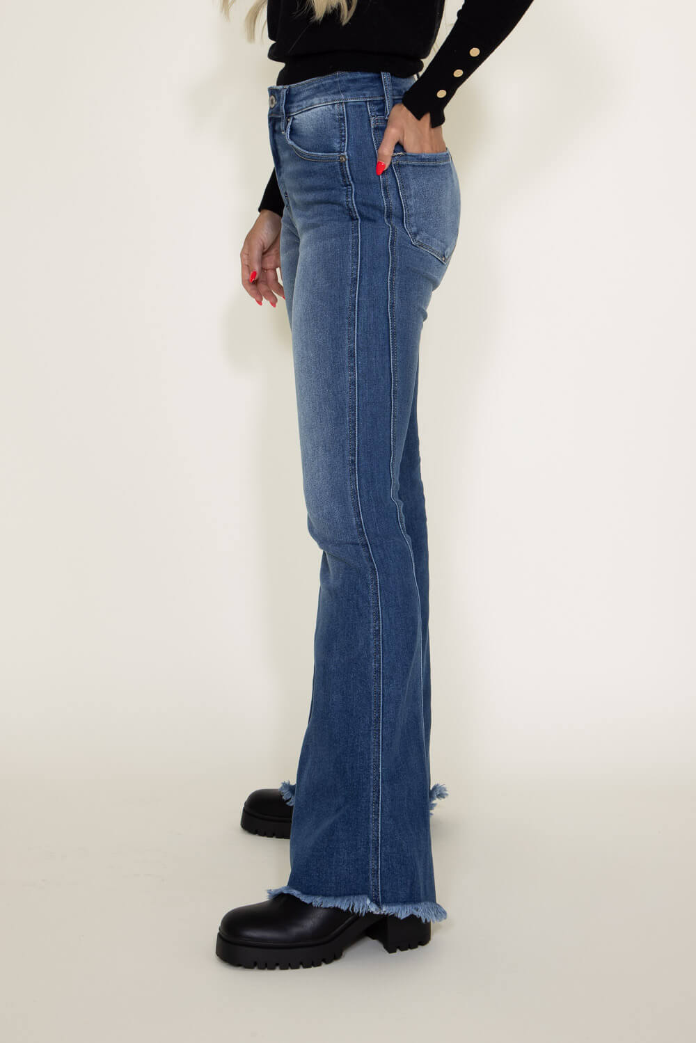 Tall Frayed Hem Flared Jeans