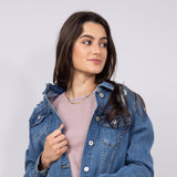 KanCan Frayed Hem Denim Jacket for Women