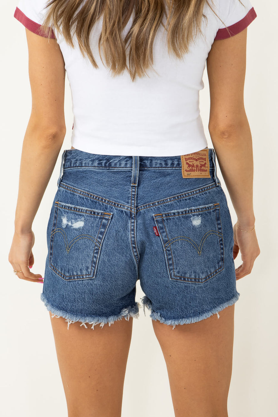 Levi's Premium 501 Denim Shorts Dark Wash Signature Button Fly Waist top Size 32 New