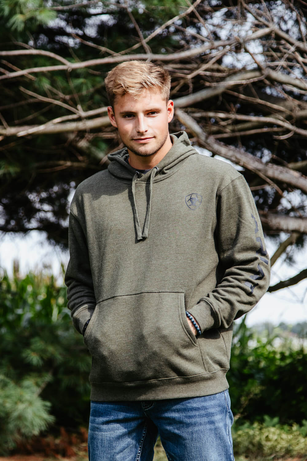 Ariat Logo Hoodie for Men in Green | 10046165-OLIVE – Glik's