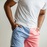 Simply Southern Vertical Stripe Swim Shorts for Men in Red and Blue