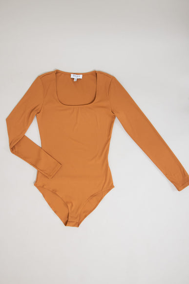 Long Sleeve Bodysuit for Women in Camel