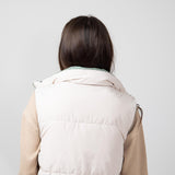 Love Tree Cropped Reversible Puffer Vest for Women in Olive/Beige 