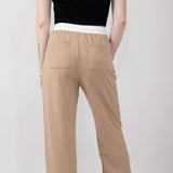 Love Tree Stripe Drawstring Trouser Pants for Women in Khaki