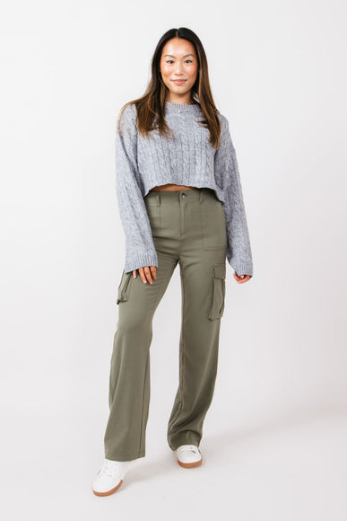 Love Tree Straight Cargo Pants for Women in Olive