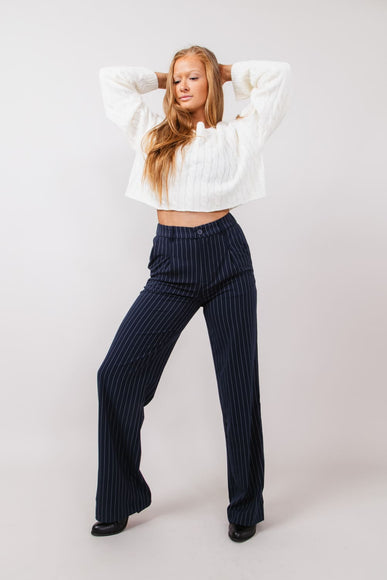 Love Tree Striped Pants for Women in Navy