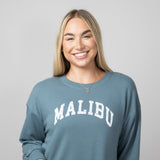 C & C California Millie Malibu Beach Terry Crewneck Pullover for Women in Goblin Blue 