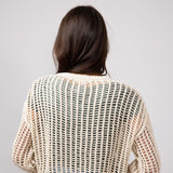 Crochet Long Sleeve Top for Women in Natural