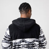 Aztec Color Block Hooded Pullover for Men in Charcoal 