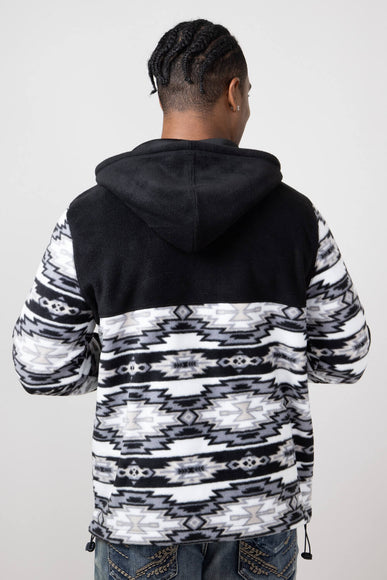 Aztec Color Block Hooded Pullover for Men in Charcoal 