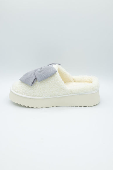 MIA Platform Bow Slippers for Women in Light Blue Grey