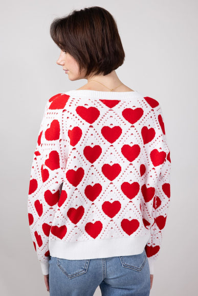 Miracle Kirigami Heart Sweater for Women in Ivory Red