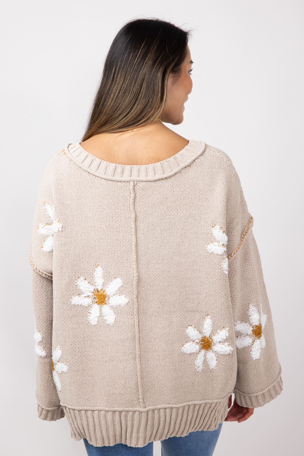 N:Philanthropy White Embroidered Floral Distressed Pullover Sweatshirt store