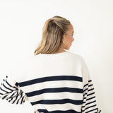 Navy Striped Sweater for Women in Ivory