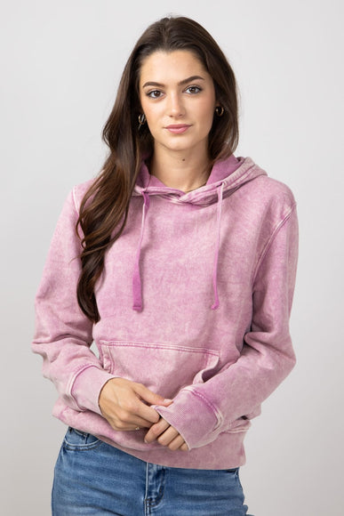 Mineral Wash Hoodie in Rose