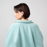 Snap Button Collared Fleece for Women in Sage