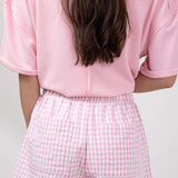 Plaid Boxer Lounge Shorts for Women in Pink