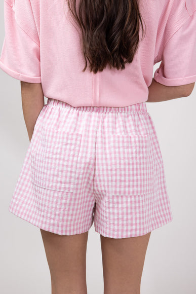 Plaid Boxer Lounge Shorts for Women in Pink