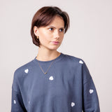 1897 Active Heart Embroidery Sweatshirt for Women in Blue