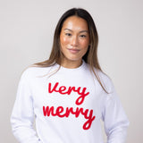 1897 Active Very Merry Patch Crewneck for Women in White 