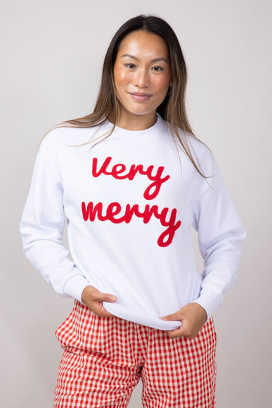 1897 Active Very Merry Patch Crewneck for Women in White 