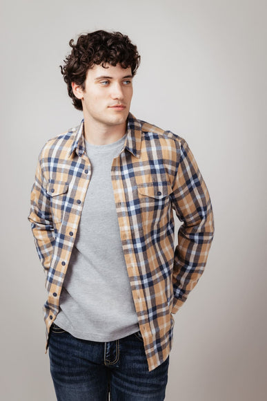 Plaid Flannel Shirt for Men in Khaki