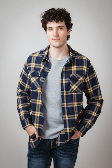 Plaid Flannel Shirt for Men in Navy