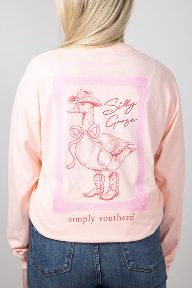 Simply Southern Shirts Long Sleeve Silly Goose for Women in Reef