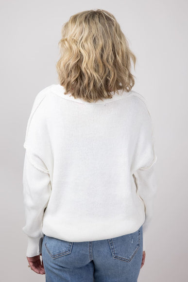 Simply Southern Cable Knit Sweater with Bows for Women in White