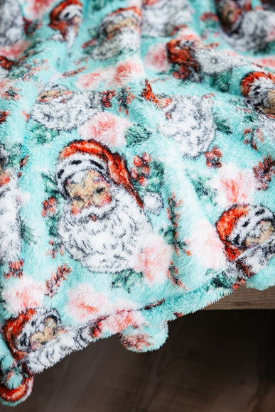 Simply Southern Holiday Santa Sherpa Blanket in Blue