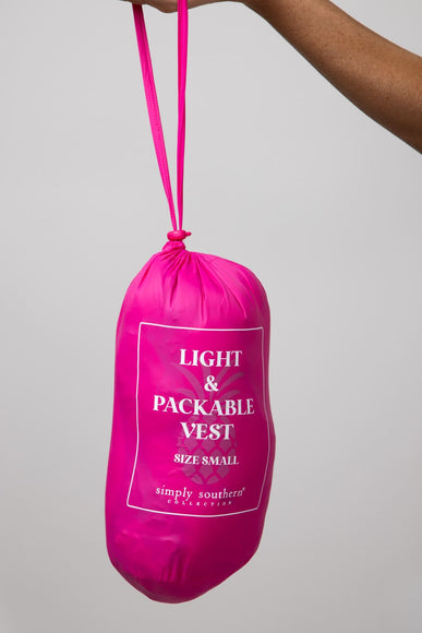 Simply Southern Lightweight Packable Vest for Women in Hot Pink