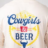 Simply Southern Long Sleeve Cowgirls & Beer T-Shirt for Men in Beige