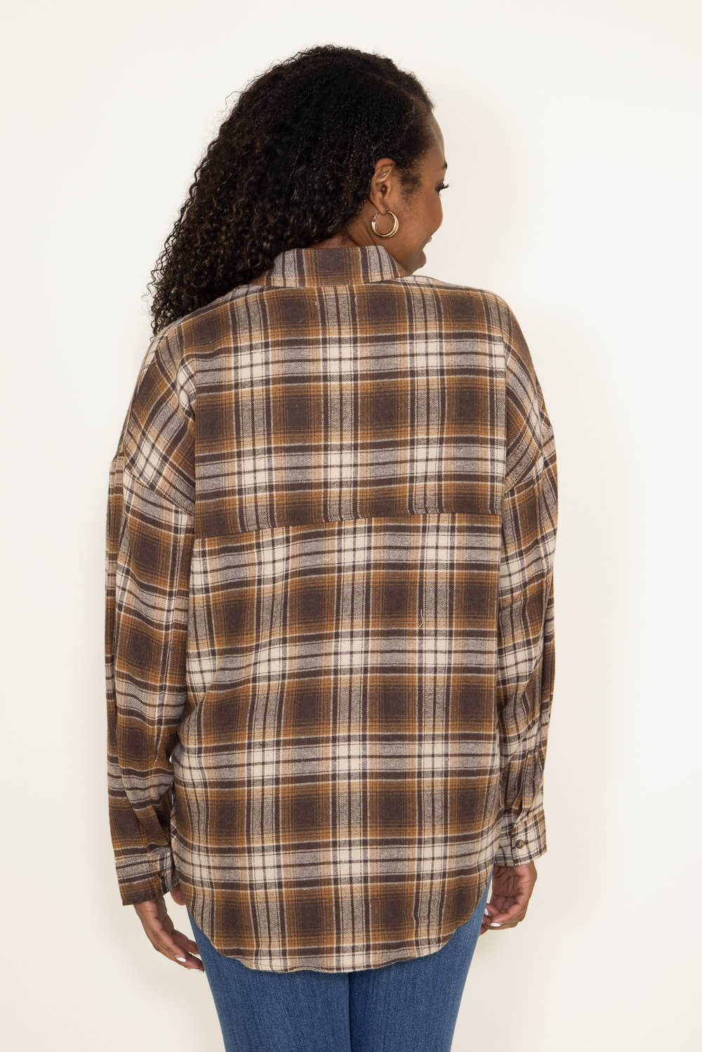 Simply Southern Plaid Button Up Shirt for Women in Brown