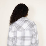 Womens Simply Southern Plaid Shacket for Women in Grey