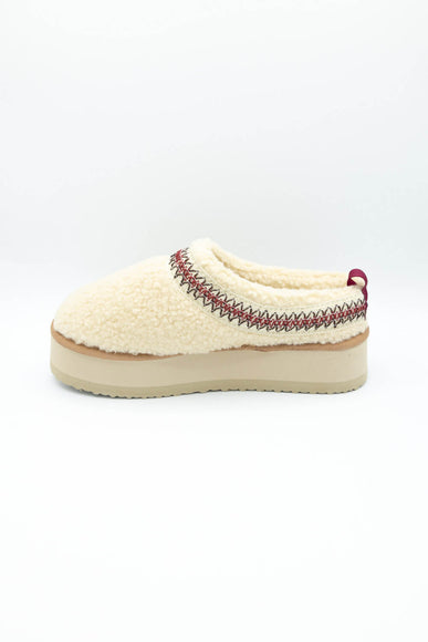 Simply Southern Platform Sherpa Slippers for Women in Cream