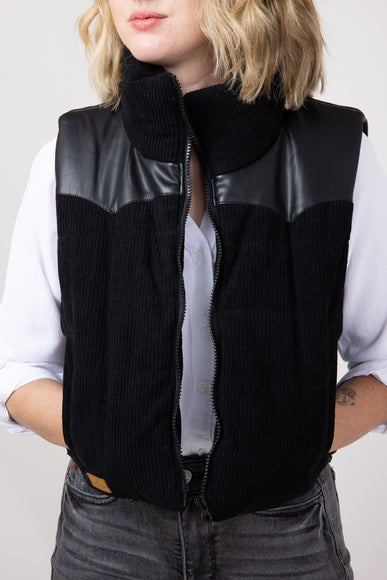 Simply Southern Corduroy Cropped Zippered Vest for Women in Black 