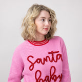 Simply Southern Knit Santa Baby Sweater for Women in Pink