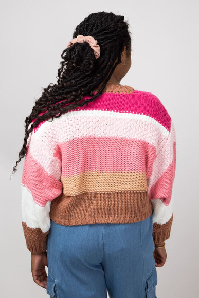 Simply Southern Striped Cropped Sweater for Women in Cranberry