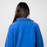 Snap Button Collared Fleece for Women in Cobalt