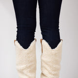 Soda Rely Shearling Tall Boots for Women in Beige