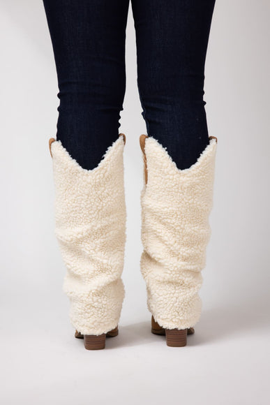 Soda Rely Shearling Tall Boots for Women in Beige