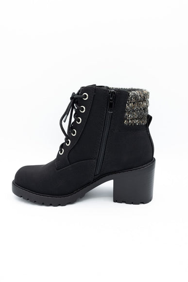 Soda Henry Knit Ankle Lace Up Booties for Women in Black