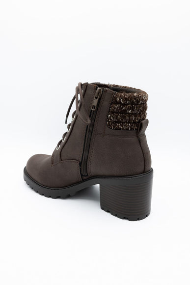 Soda Henry Knit Ankle Lace Up Booties for Women in Brown